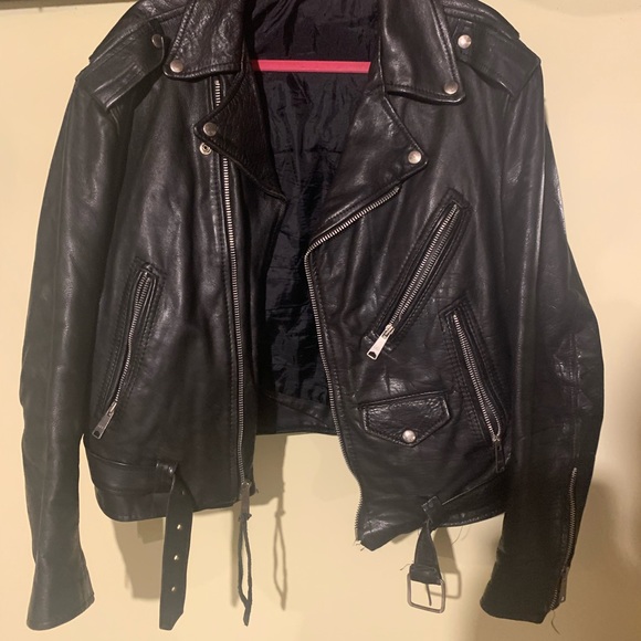 1991 Motorcycle Cowhide leather jacket with James Dean portrait by David Greene - Picture 2 of 5